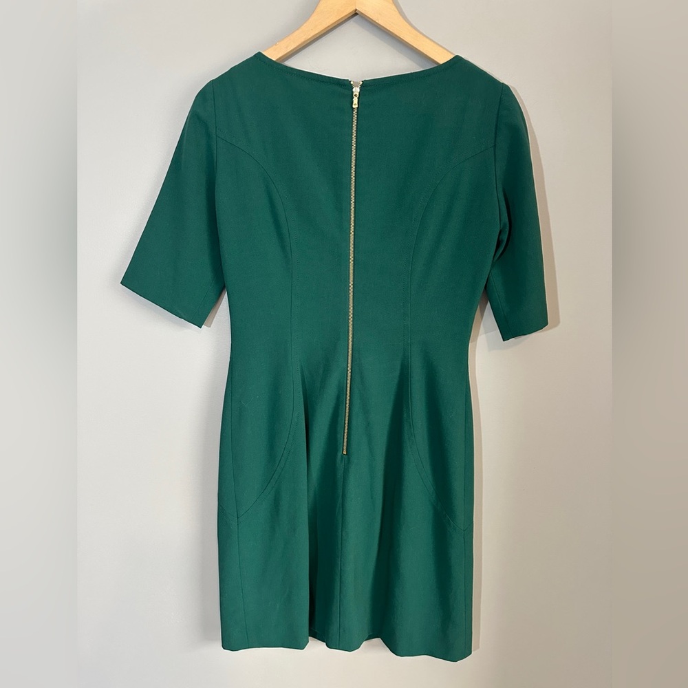Tahari Green Tailored Exposed Zipper Career‎ Dress Womens Size 4 Pockets - Picture 3 of 5